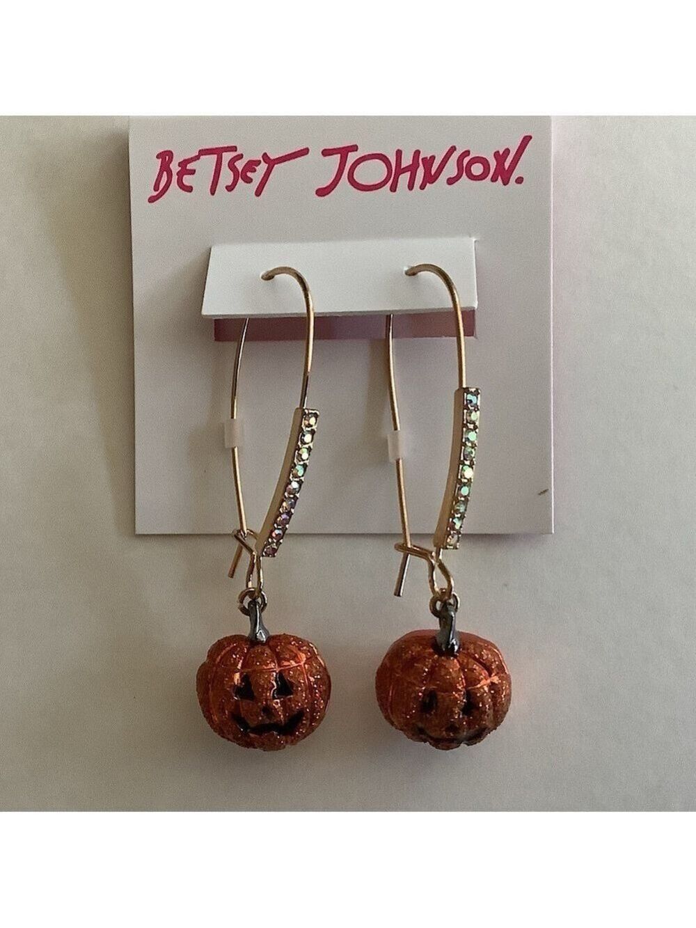 Betsey Johnson Halloween Pumpkin Dangle Earrings New